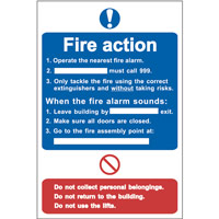 9-Point Fire Action Procedure Sign - PVC (200mm x 300mm)