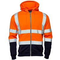 Supertouch Hi Vis 2 Tone Hooded Zipped Sweatshirt - Orange/Navy