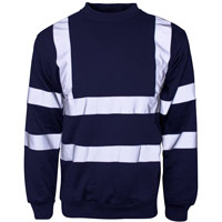 Supertouch Hi Vis Crew Neck Sweatshirt - Navy