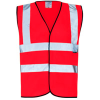 Supertouch Hi Vis Red Velcro Vest - Red