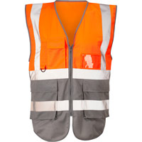 Supertouch Hi Vis 2 Tone Executive Vest - Orange/Grey