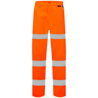 Supertouch Hi Vis 3 Band Polycotton Trousers - Orange