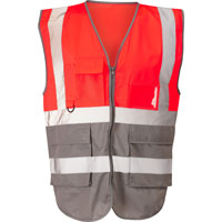 Supertouch Hi Vis 2 Tone Executive Vest - Red/Grey