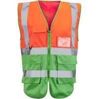 Supertouch Hi Vis 2 Tone Executive Vest - Orange/Green