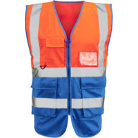 Supertouch Hi Vis 2 Tone Executive Vest - Orange/Royal Blue