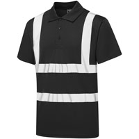 Supertouch Hi Vis Black Bird Eye Polo Shirt - Black