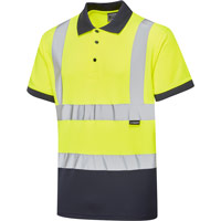 Supertouch Hi Vis 2 Tone Short Sleeve Bird Eye Polo Shirt - Yellow/Navy