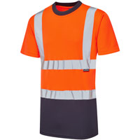 Supertouch Hi Vis 2 Tone Short Sleeve Bird Eye Tee Shirt - Orange/Navy