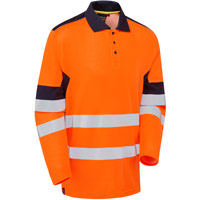 Supertouch System Hi-Vis Eco CottonCool Long Sleeve Polo - Orange/Navy