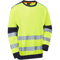 Supertouch System Hi-Vis ECO Crew Neck Sweatshirt - Yellow/Navy