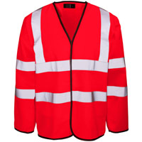 Supertouch Hi Vis Red Long Sleeved Velcro Vest - Red