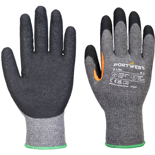 Portwest Grip 10 Latex Reinforced Thumb Glove (Pk12) - Grey/Black