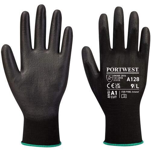 Portwest PU Palm Glove Latex Free (Retail Pack) - Black