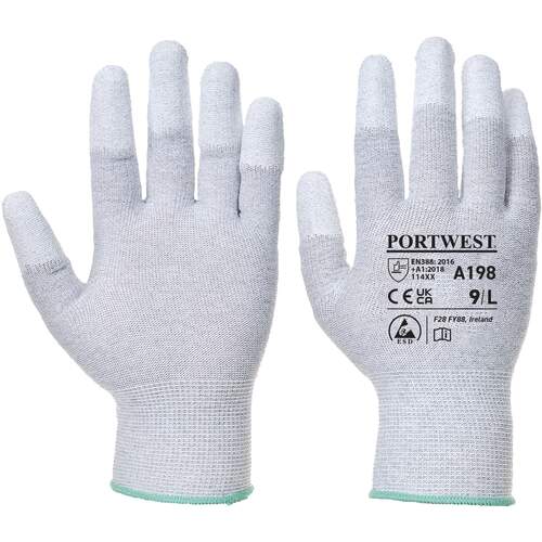 Portwest Antistatic PU Fingertip Glove - Grey