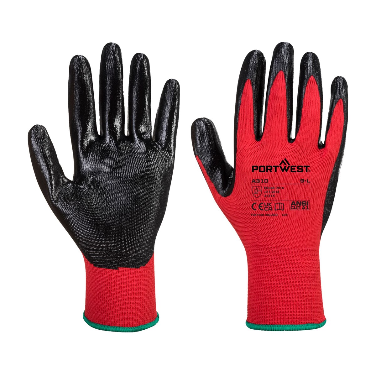 Portwest Flexo Grip Nitrile Glove - Red/Black