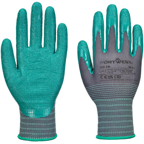 Portwest Grip 15 Nitrile Crinkle Glove (Pk12) - Grey/Green