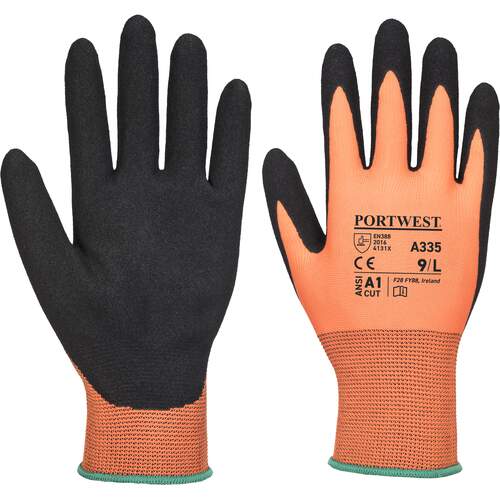 Portwest Dermi-Grip NPR15 Nitrile Sandy Glove - Orange/Black