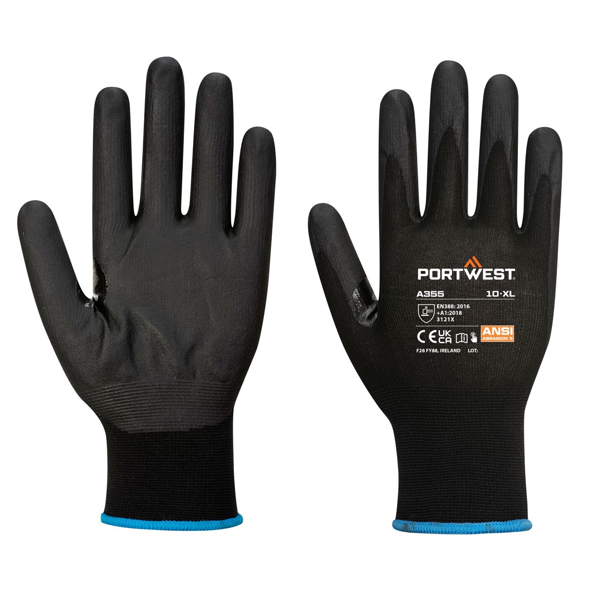 Portwest NPR15 Nitrile Foam Touchscreen Glove PK12 - Black