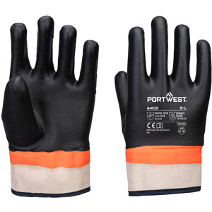 Portwest Grip PVC Sandy Double Dipped Glove  - Black/Orange