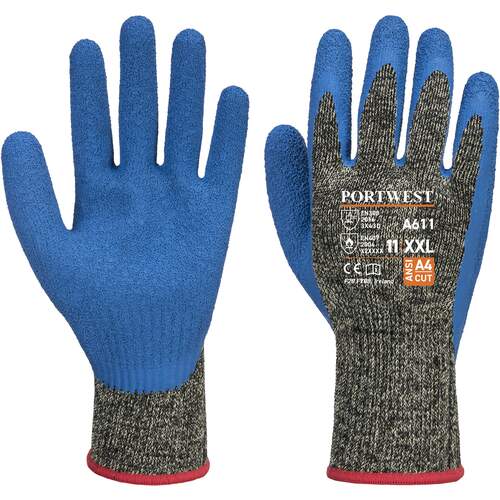 Portwest Aramid HR Cut Latex Glove - Black/Blue