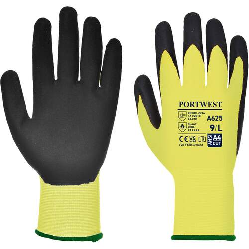 Portwest Vis-Tex Cut Resistant Glove - PU - Yellow/Black
