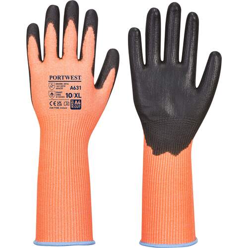 Portwest Vis-Tex Cut Glove Long Cuff - Orange/Black