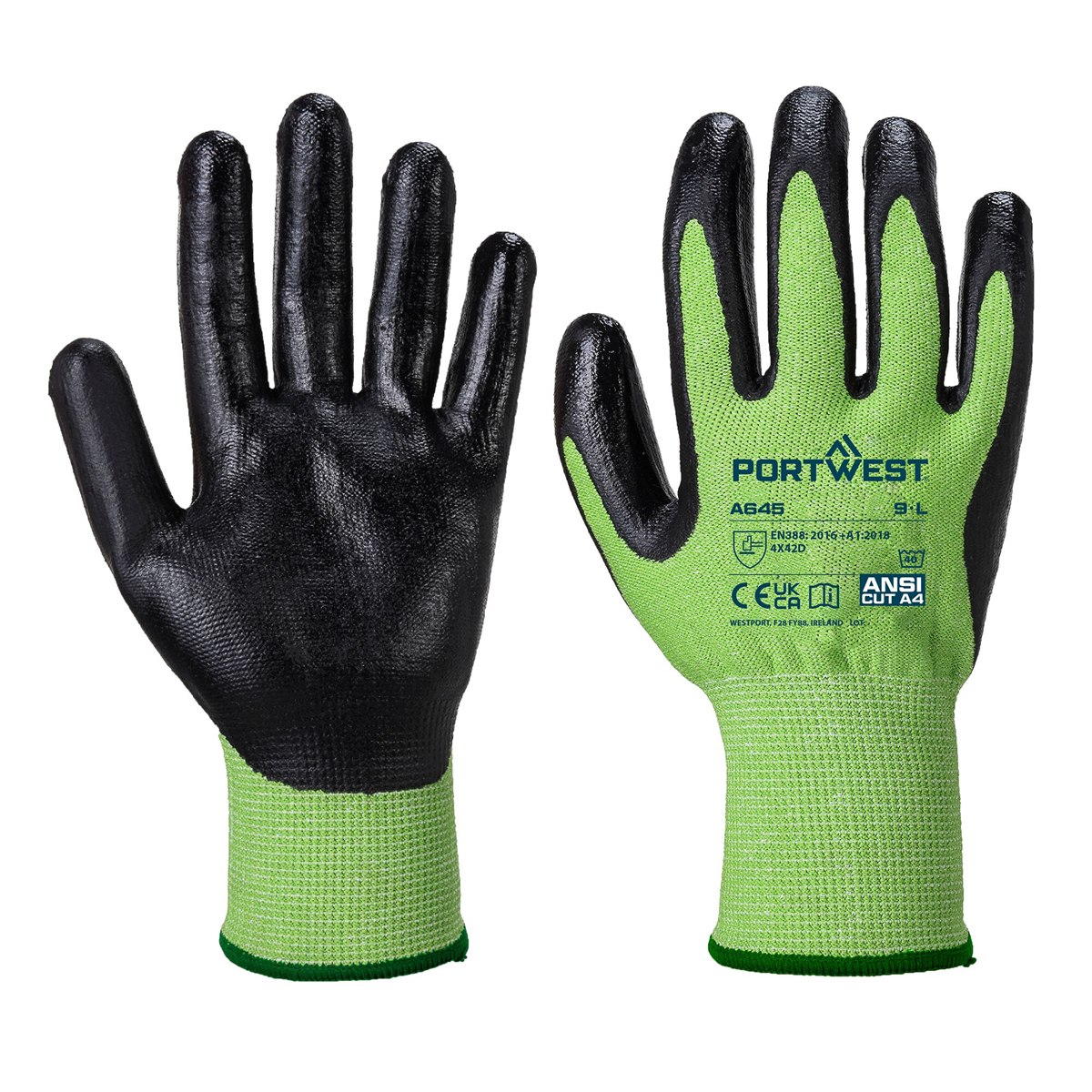 Portwest Green Cut - Nitrile Foam - Green/Black