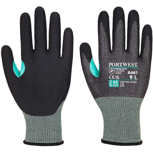 Portwest CS VHR18 Nitrile Foam Cut Glove - Black