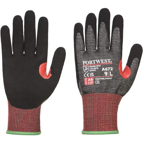 Portwest CS AHR13 Nitrile Cut Glove - Black