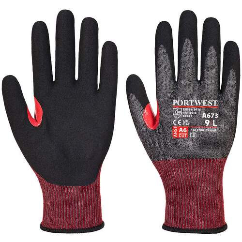 Portwest CS AHR18 Nitrile Foam Cut Glove - Black