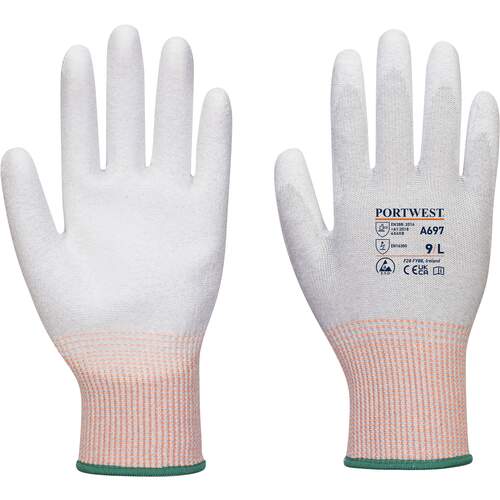 Portwest LR13 ESD PU Palm Glove - 12 pack - Grey/White