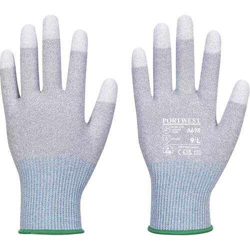 Portwest MR13 ESD PU Fingertip Glove - 12 Pack - Grey/White