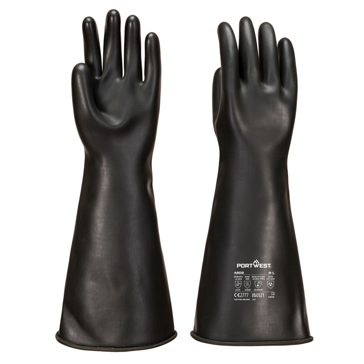 Portwest Heavyweight Latex Rubber Gauntlet - Black
