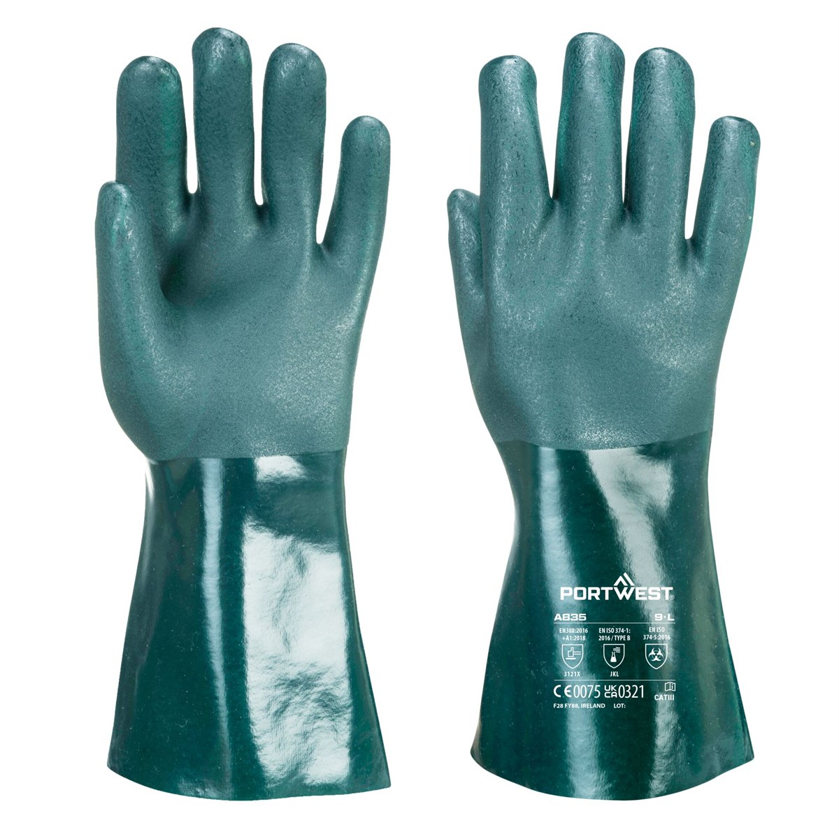Portwest Double Dipped PVC Gauntlet 35cm - Green