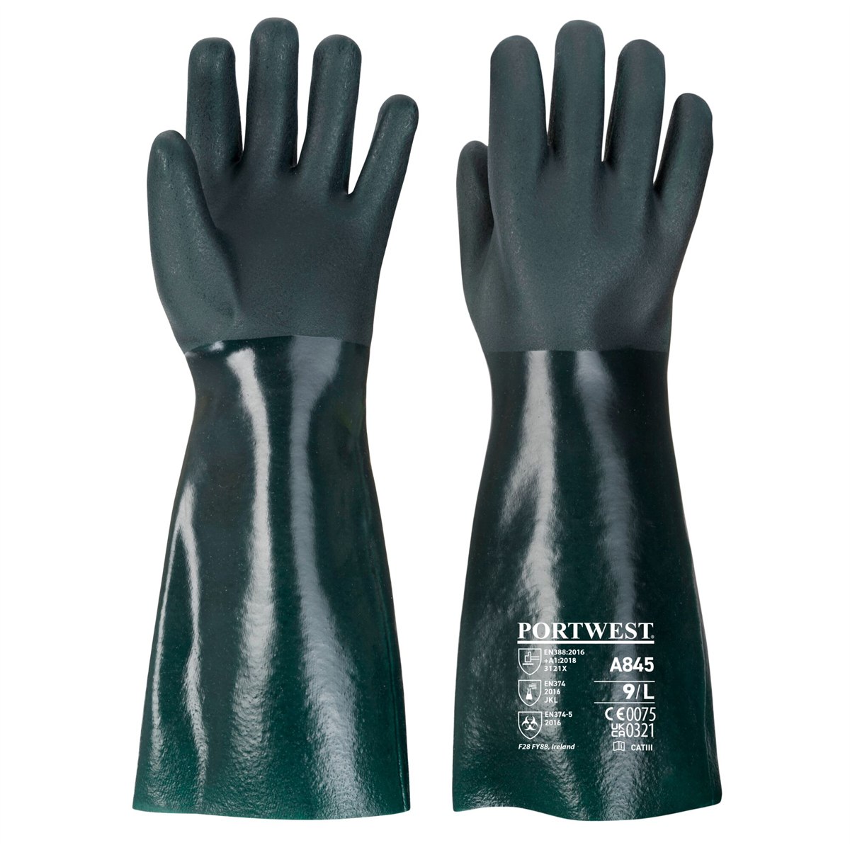 Portwest Double Dipped PVC Gauntlet 45cm - Green
