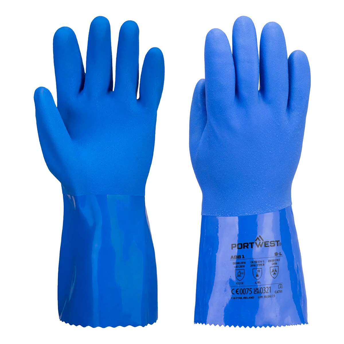 Portwest Marine Ultra PVC Chem Gauntlet - Blue