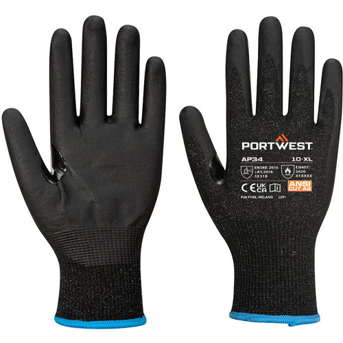 Portwest LR15 Nitrile Foam Touchscreen Glove (Pk12) - Black