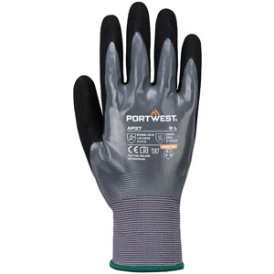 Portwest Grip 15 Nitrile Foam Touch Screen Glove - Grey/Black