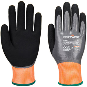 Portwest Cut F15 Nitrile Aqua Glove - Grey/Black