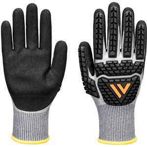 Portwest Impact F13 Nitrile Foam TPR Waterproof Glove - Grey/Black