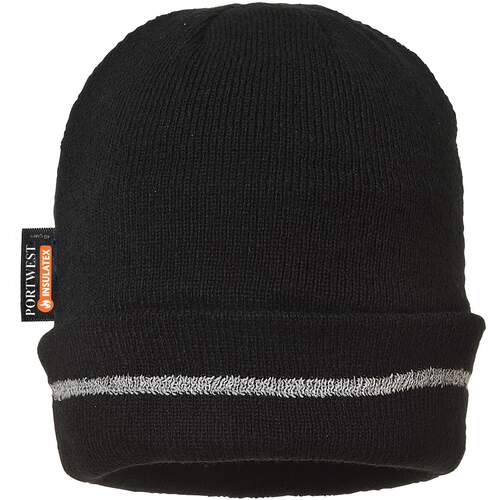 Reflective Trim Knit Hat Insulatex Lined - Black
