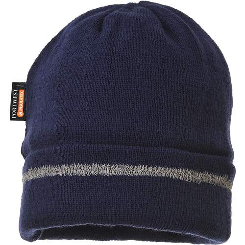 Reflective Trim Knit Hat Insulatex Lined - Navy