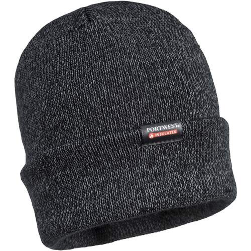 Portwest Reflective Knit Hat, Insulatex Lined - Black