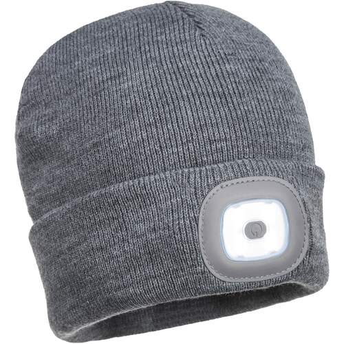 Portwest Rechargeable Twin LED Beanie - Grey