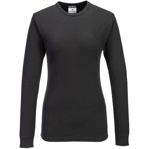 Portwest Women's Thermal T-Shirt Long Sleeve - Black