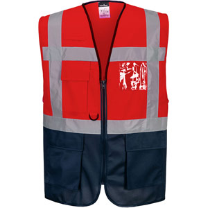 Portwest Warsaw Hi-Vis Contrast Executive Vest - Red/Navy