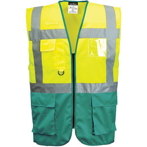 Portwest Warsaw Hi-Vis Contrast Executive Vest - Yellow/Green