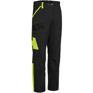 Portwest WX1 Two Tone Cotton Work Trousers - Black/Yellow