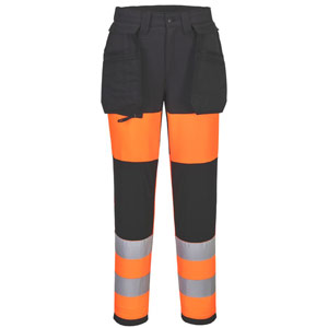 Portwest WX2 Eco Hi-Vis Women's Class 1 Stretch Trouser - Orange/Black