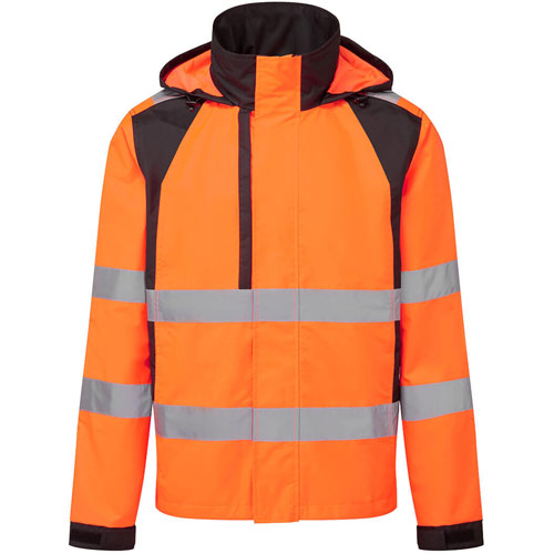 Portwest WX2 Eco Hi-Vis Rain Jacket - Orange/Black